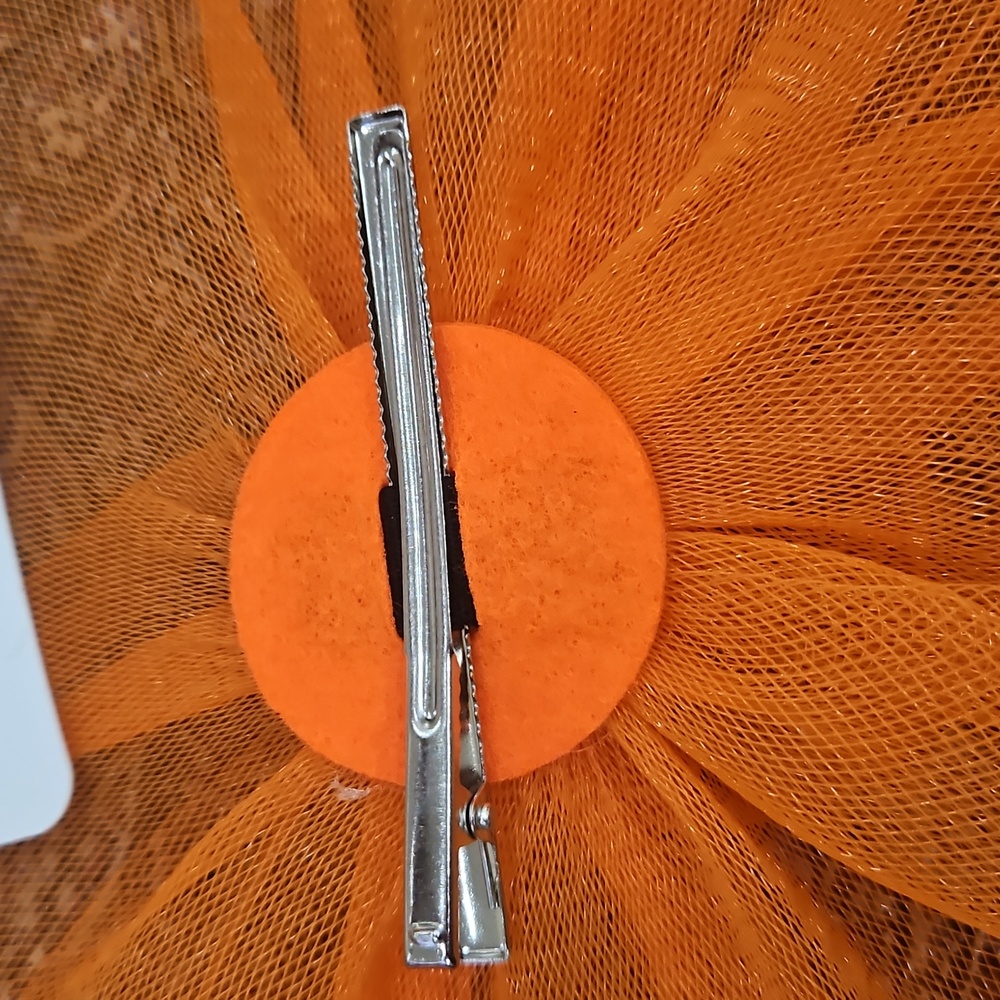 NWT ORANGE FASCINATOR Hat Headband Clip Derby Church Tea Hair Accessory - Picture 6 of 8